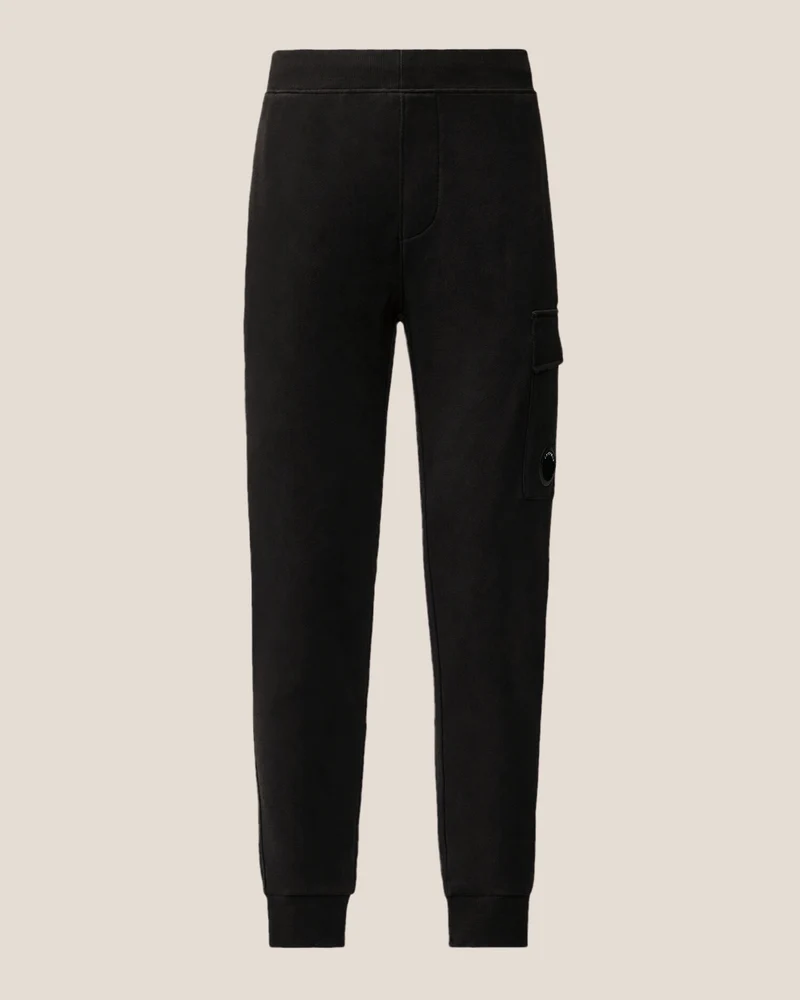 CP COMPANY JOGGING BROEK DIAGONAL RAISED FLEECH LENS ZWART