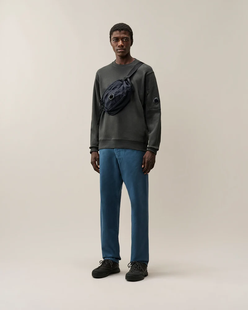 CP COMPANY SWEATER DIAGONAL RAISED FLEECH CREWNECK LENS D-GRIJS