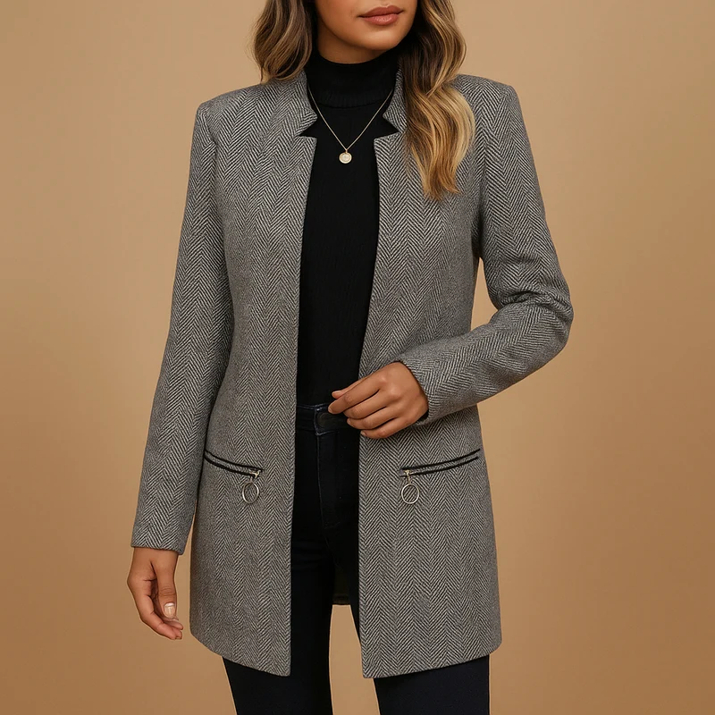 Lange casual jas met print voor dames | Evelien