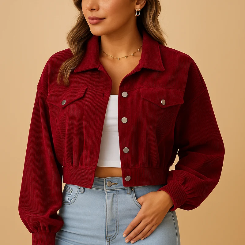 Korte corduroy jas voor dames | Yara