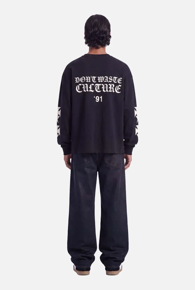 DONT WASTE CULTURE T-SHIRT FINA ZWART
