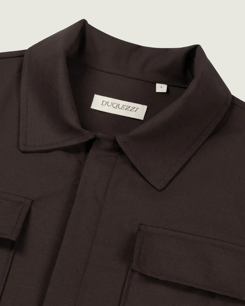 DUQUEZZI SHIRT CESARE WOOL BLEND OVERSHIRT BRUIN