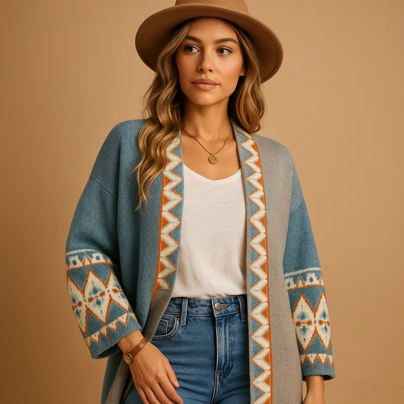 Bohemian jacquard vest voor dames | Lotte