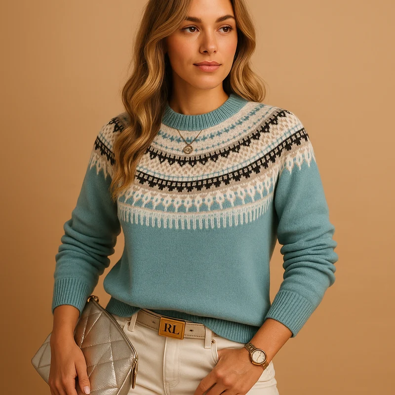 Gebreide boho damestrui met ronde hals | Yara