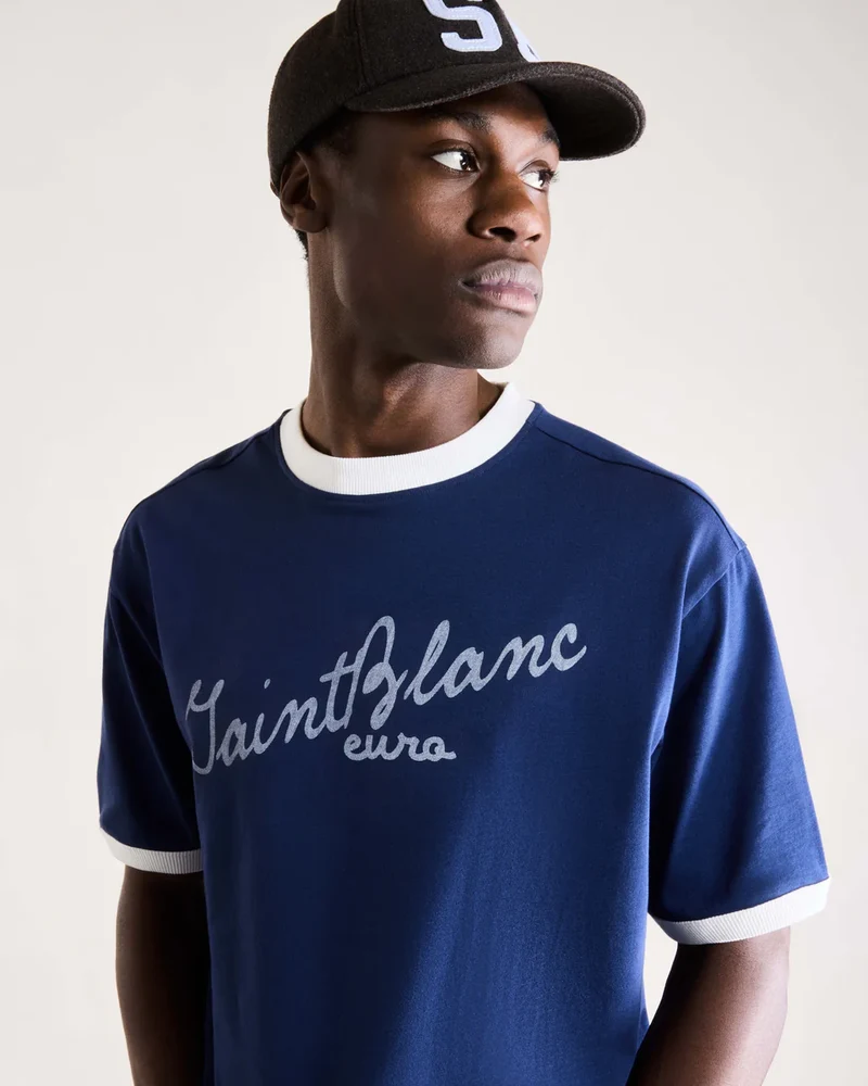 Saint Blanc T-SHIRT SCRIBBLE RINGER T-SHIRT BLAUW