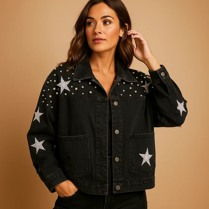 Cropped denim jas voor dames | Yara