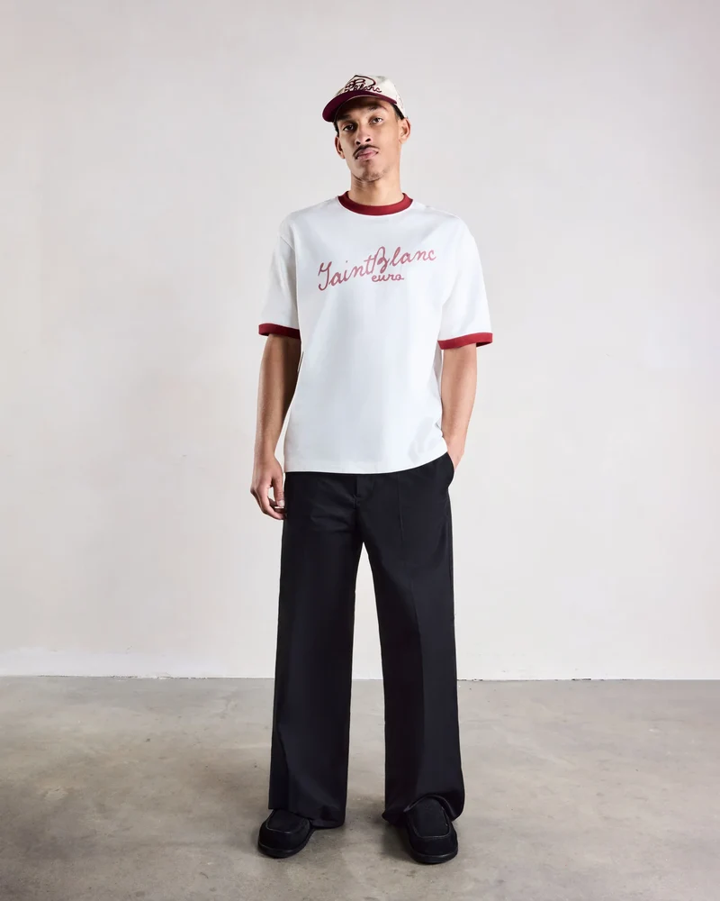 Saint Blanc T-SHIRT SCRIBBLE RINGER T-SHIRT WIT
