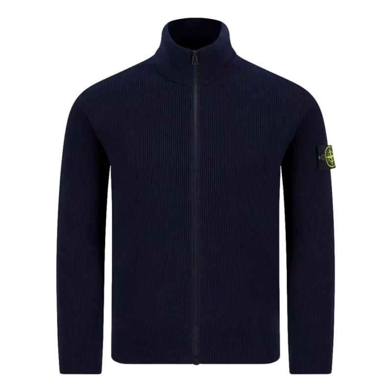 Stone Island Ribbel Vest Met Rits Donkerblauw - Match Laren