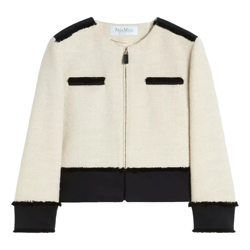 MaxMara Pagaia Cropped Blazer - Ecru/Black