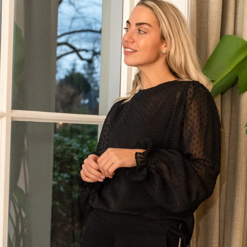 Top Dotted Mesh | Zwart