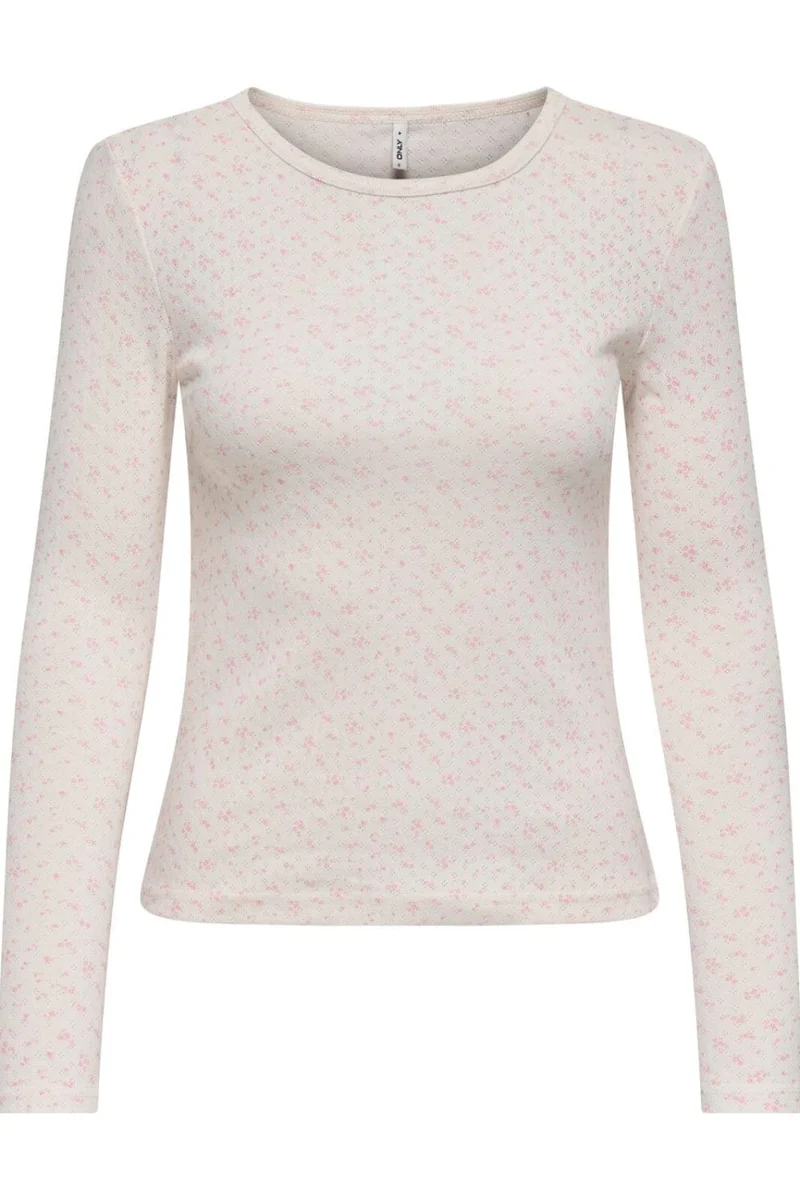 Only - Onlmadison L/S O-Neck Top - 5011775 Cloud Dancer Vivi Romance Rose