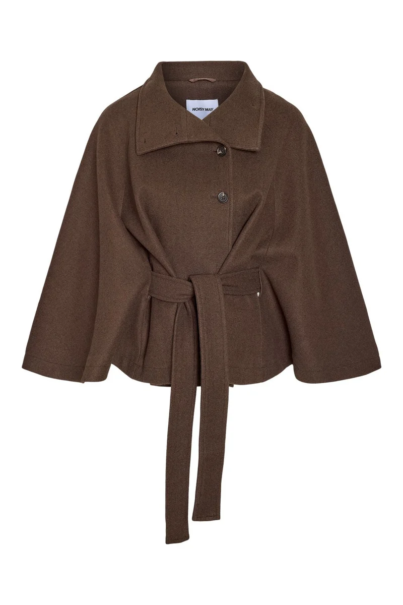 Noisy May - Nmlucy Cape Jacket - 5103003 Chocolate Brown Melange