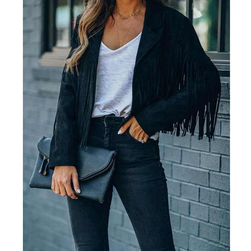 Fraya | Cropped Fringe Jacket in Suèdelook – Festivalproof & Fashion-Forward