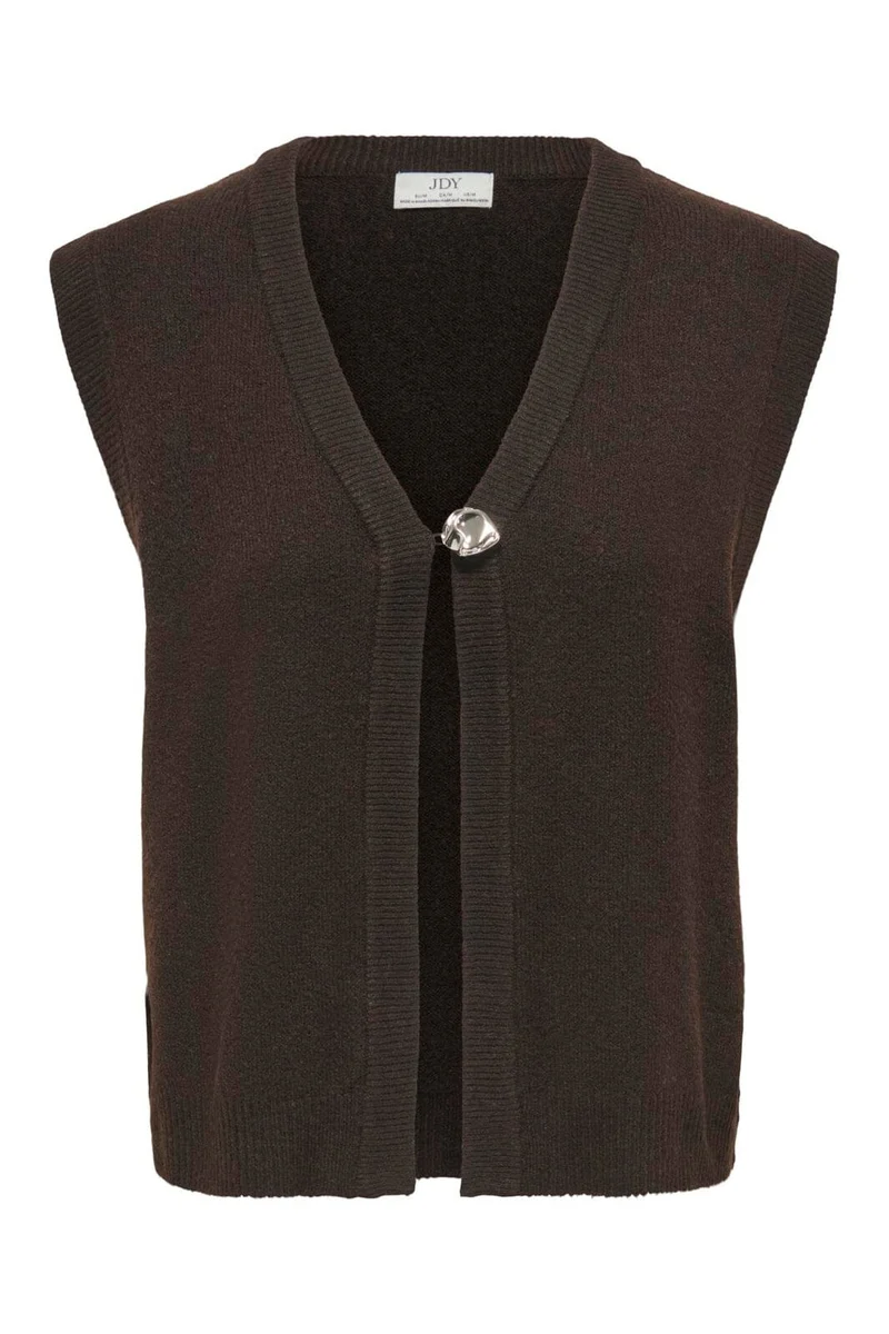 Jdy - Jdybrilliant Life S/L Onebutton Vest Knt - 5104950 Coffee Bean Melange