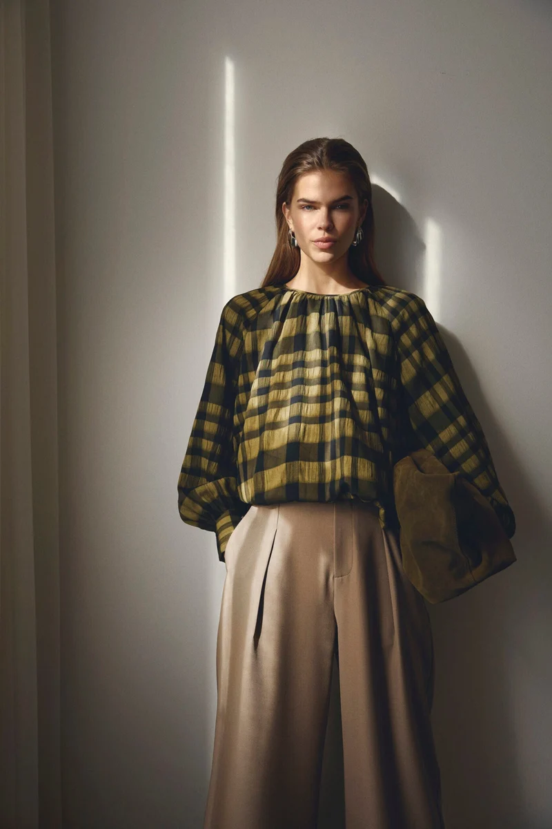 Co´Couture - Kyelcc Check Balloon Blouse 500382 - 60004 - Army