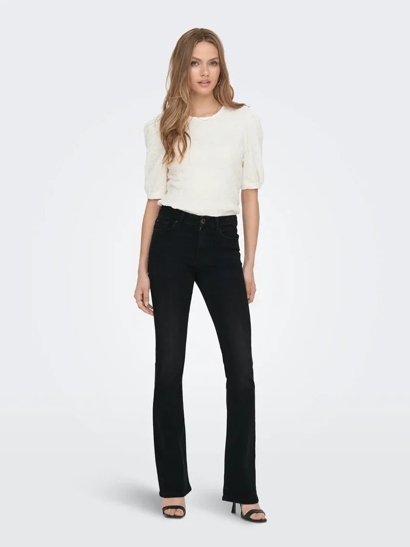 Only Dames Jeans BLUSH Mid Flared, Washed Black
