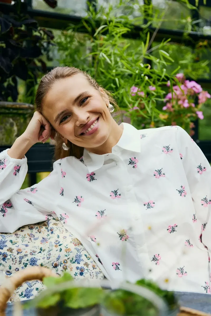 Freequent Blouse, LEILA, Off White Orchid