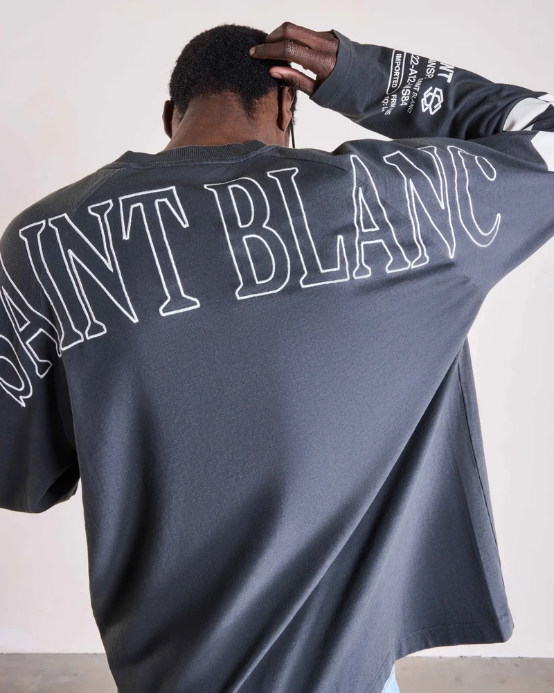 Saint Blanc T-SHIRT MULTI LOGO RAGLAN ZWART