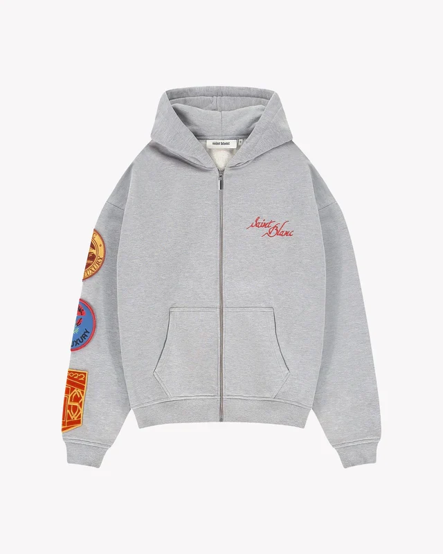 Saint Blanc SWEATER Applique zipper GRIJS