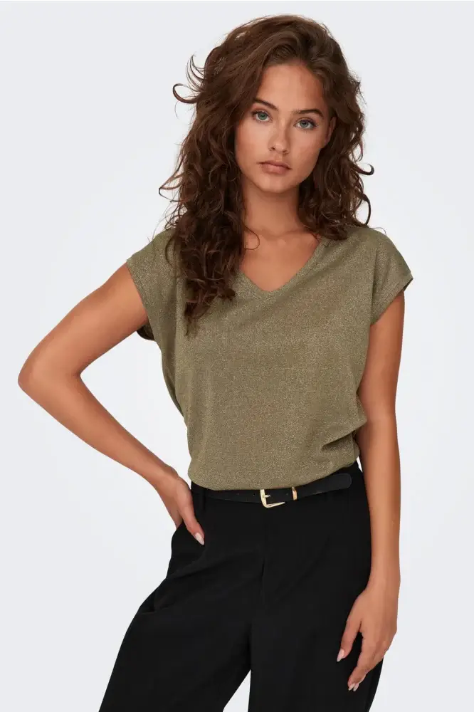 Only Dames Shirt, SILVERY, Falcon TONE IN TONE LUREX
