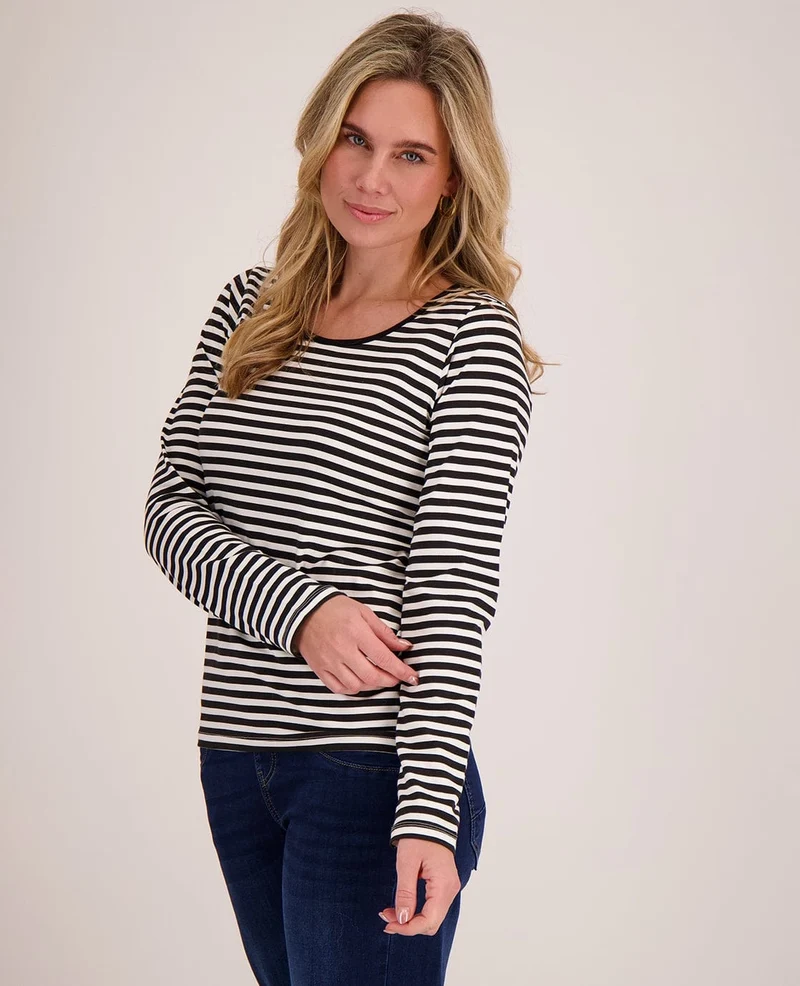 Tee Stripes | Zwart/Porselein wit