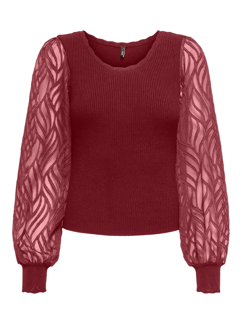 Only Dames Pullover, JULIE RIB Mix, Cabernet Dtm Lace