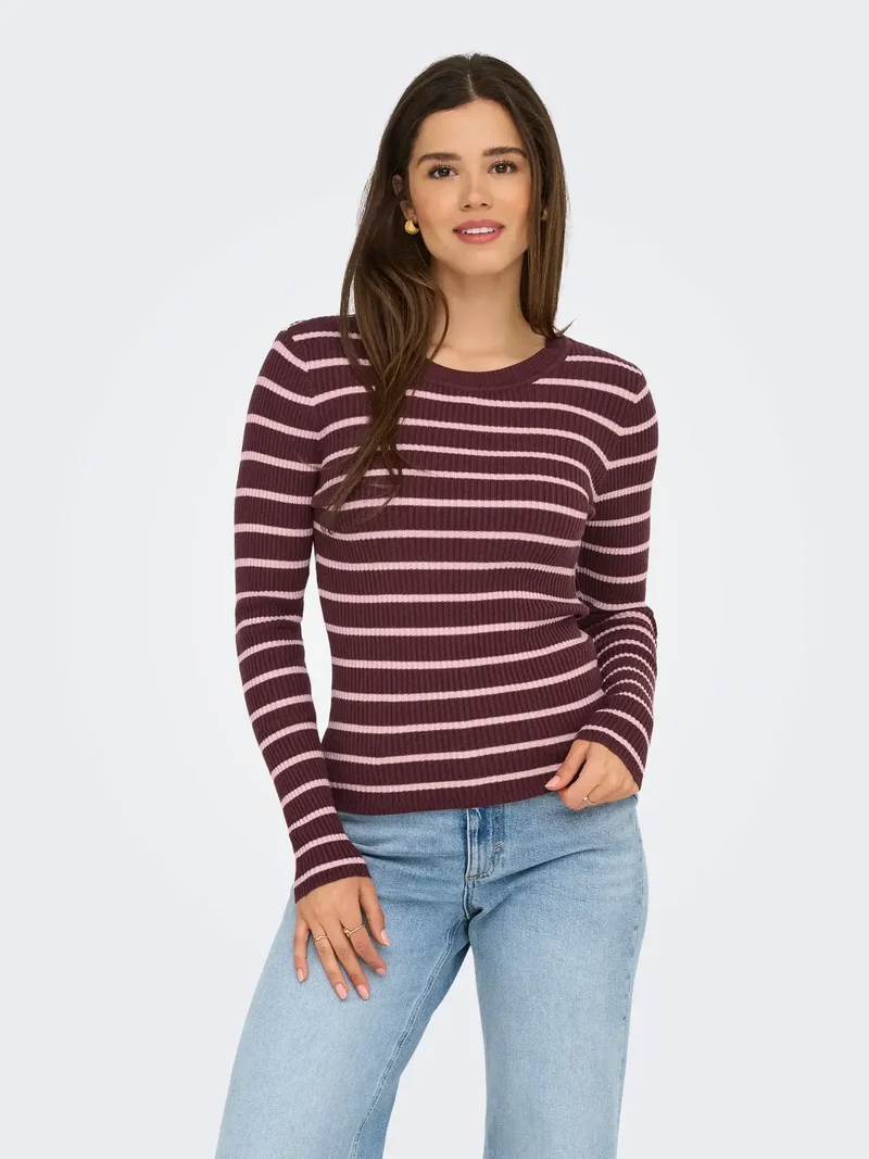 Only Dames Pullover, LOUISA,Mauve Wine W. Bleached Mauve