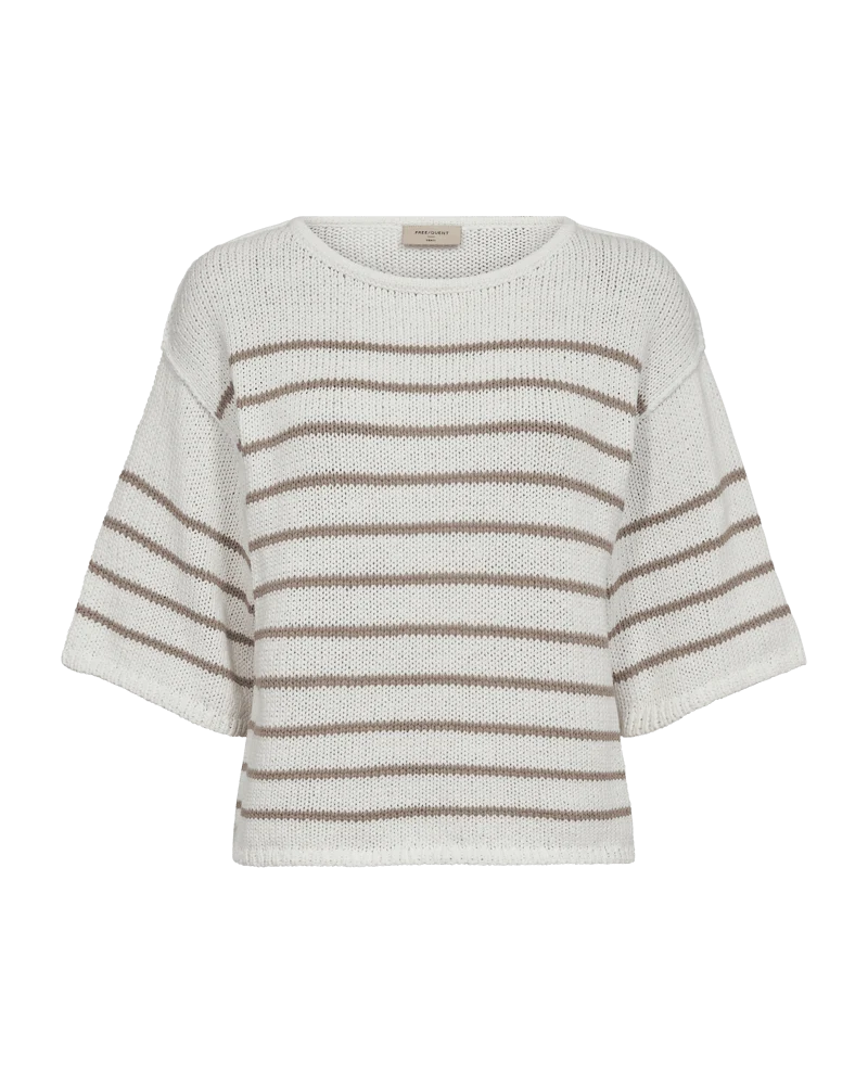 Freequent Pullover, GRANDE, White/Taupe