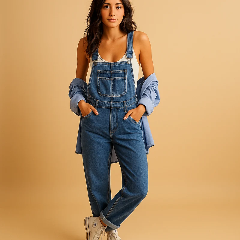 Denim salopette met verstelbare bandjes voor dames | Lieke