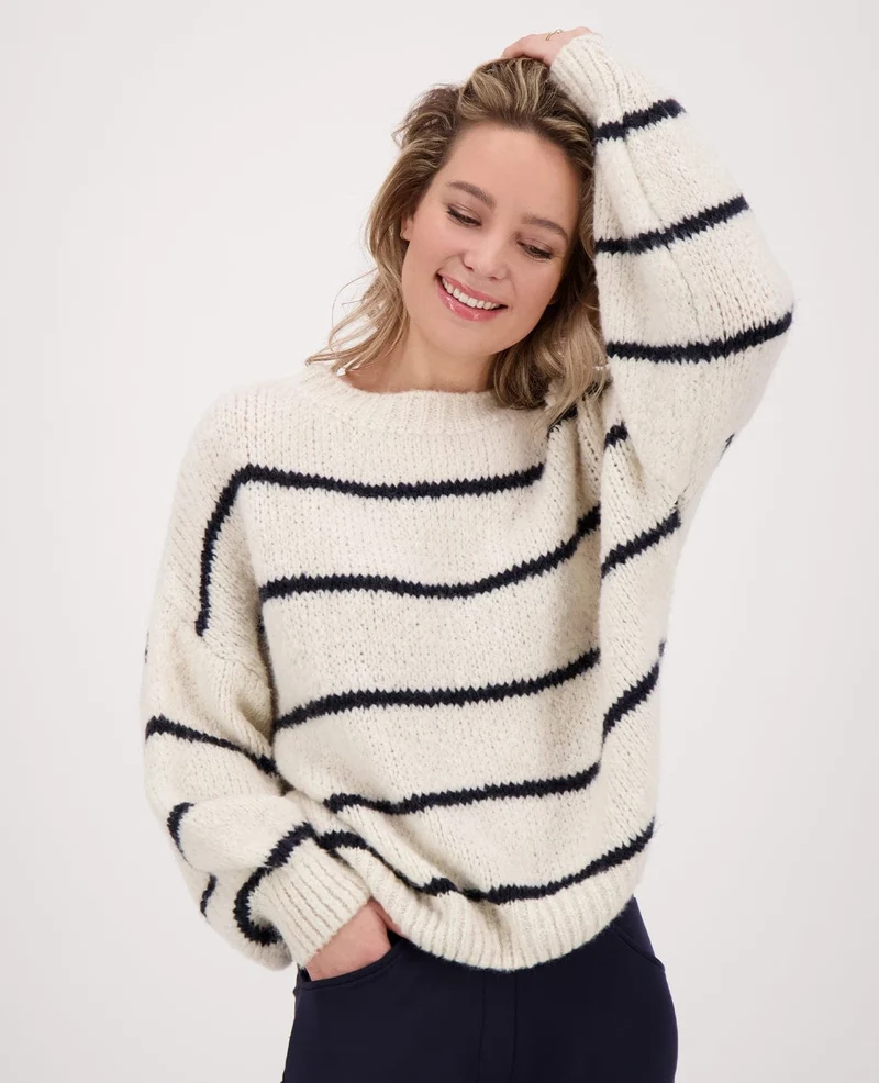 Pull Stripe | Beige/Donkerblauw