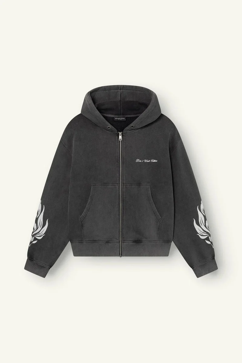 DONT WASTE CULTURE SWEATER WESANDRA ZIP HOODIE ZWART