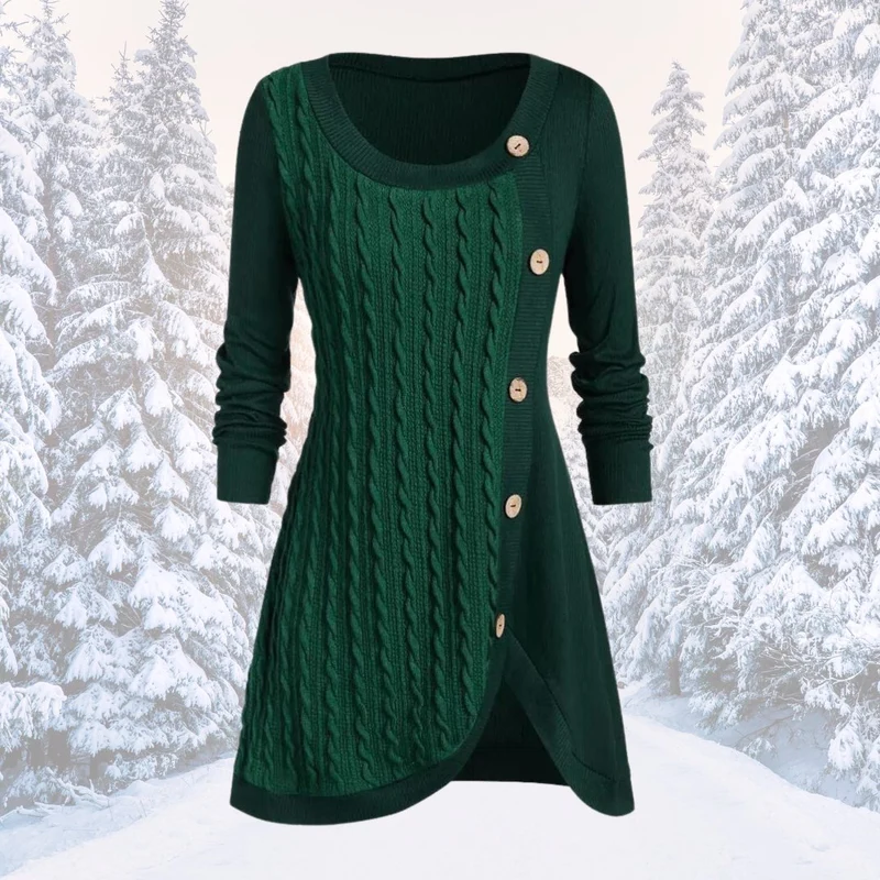 Gebreide Trui Jurk met Knopen voor Dames
