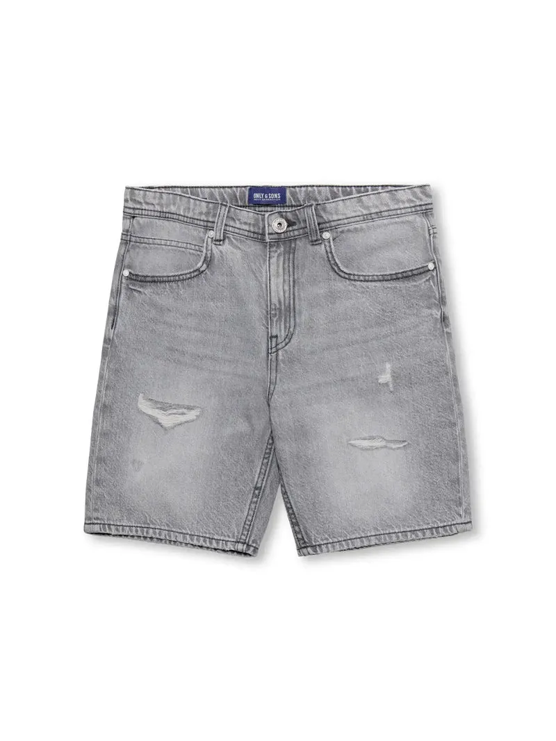 Only & Sons Boys Jeans Short, EDGE, light grey denim