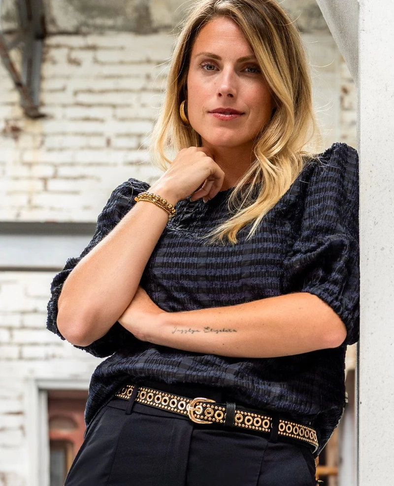 Top Marlou | Zwart/Donkerblauw