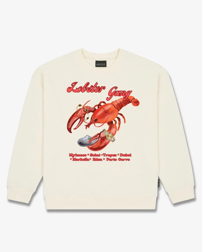 BARON FILOU SWEATER LOBSTER GANG OVERSIZED BACKPRINT OFF WHITE