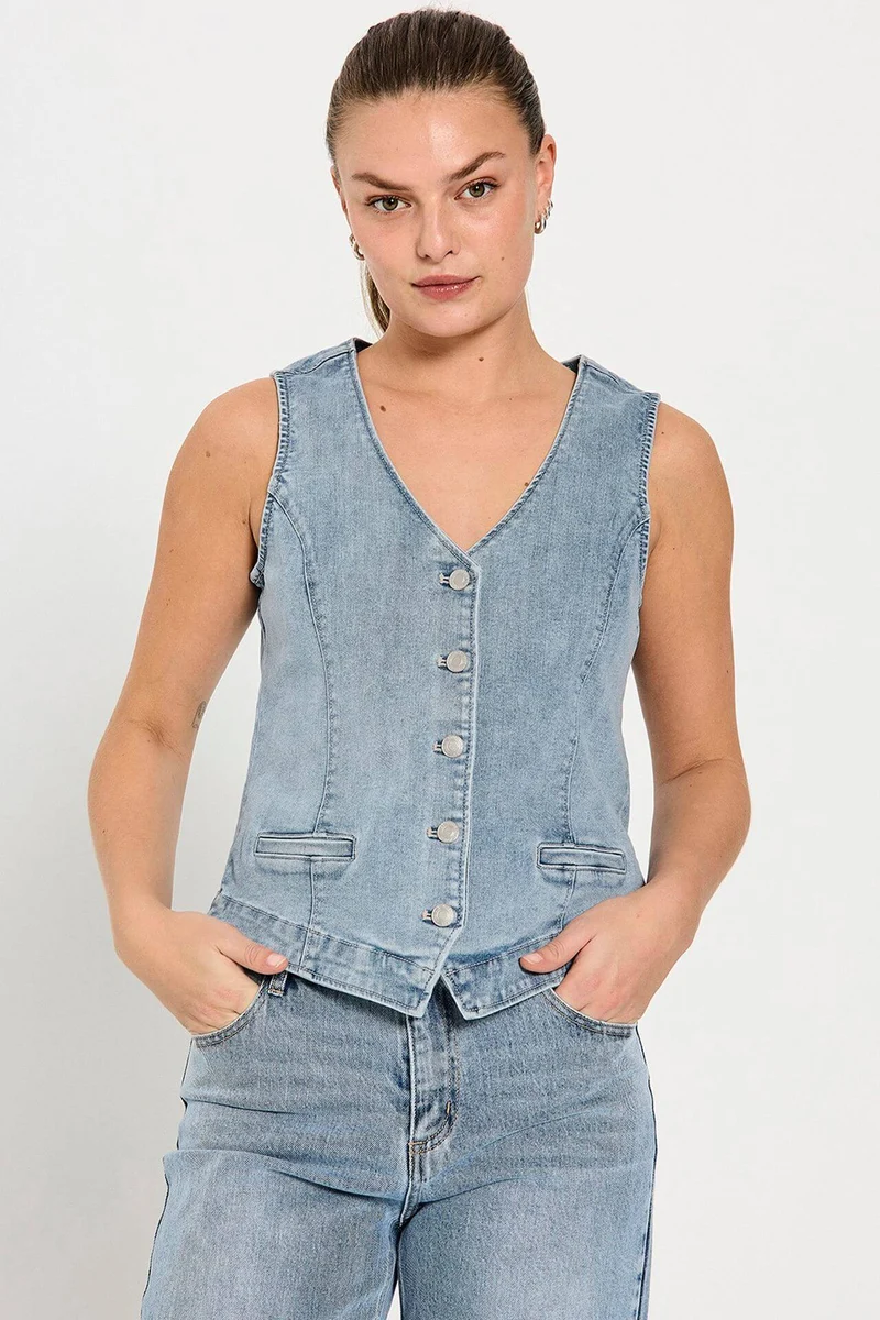 Freequent Gilet HALSEY Denim Waistcoat
