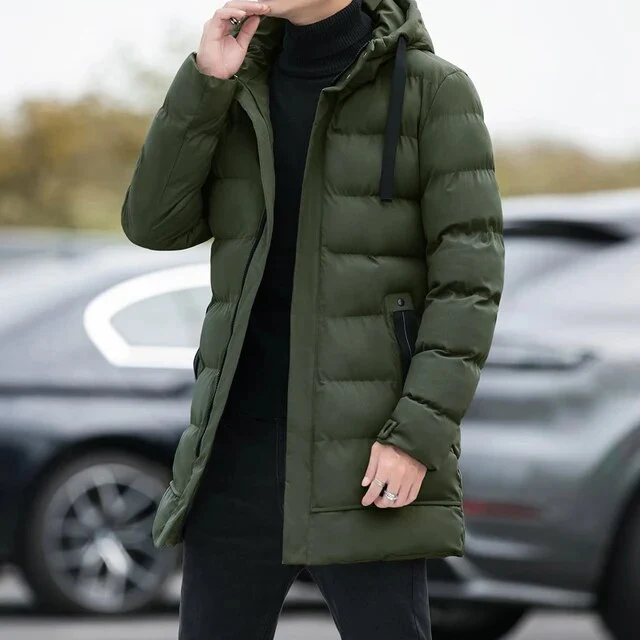 Winterjas Heren Puffer met Dikke Vulling Capuchon en Ruime Zakken