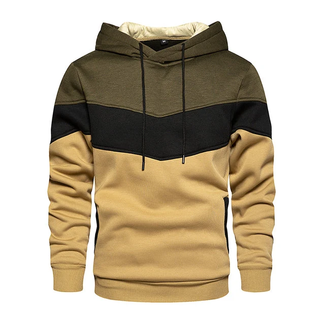 Trui Heren met Capuchon Colorblock Ontwerp en Knusse Zachte Stof