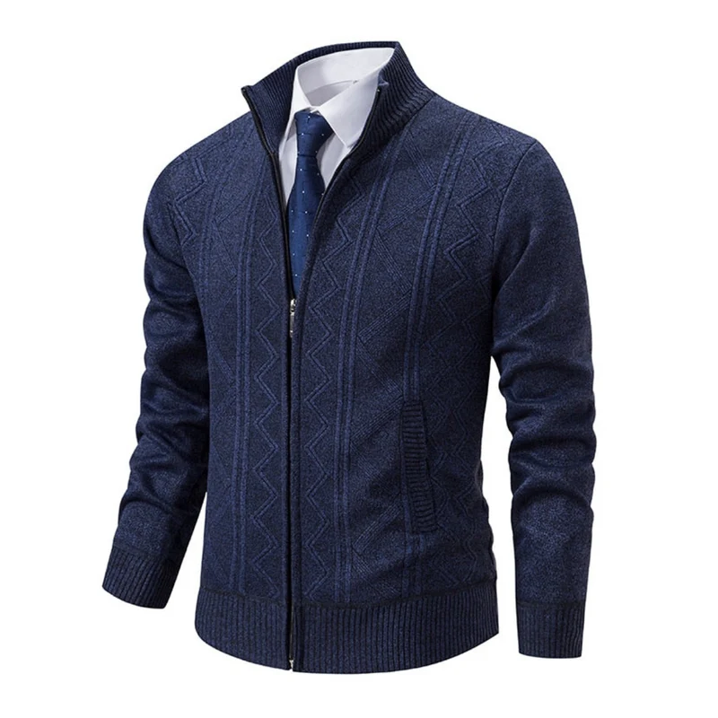 Cardigan Heren Gebreid met Geometrisch Patroon en Zachte Stof