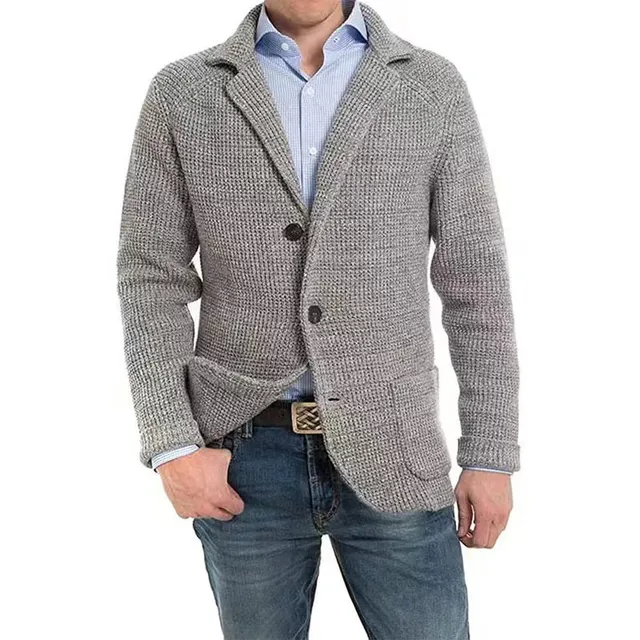 Cardigan Heren Gebreid met Knopen en Ademende Zachte Duurzame Stof