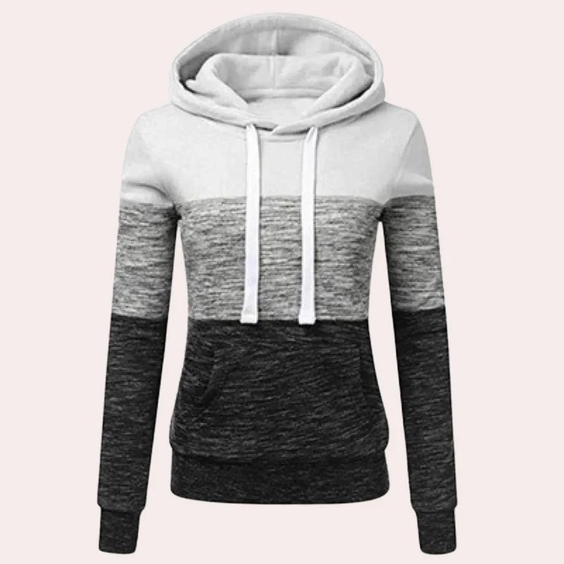 Trui Dames met Knusse Capuchon en Opvallend Color Block Ontwerp