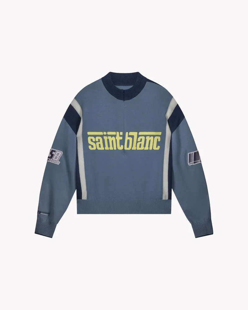 Saint Blanc TRUI WOOL CYCLING ZIP UP OV. BLAUW