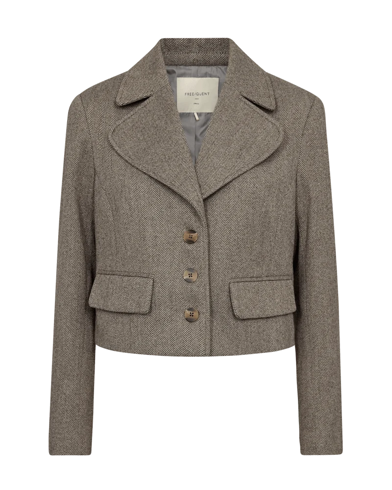 Freequent Jacket SILLEN Visgraatpatroon Lichtgrijs