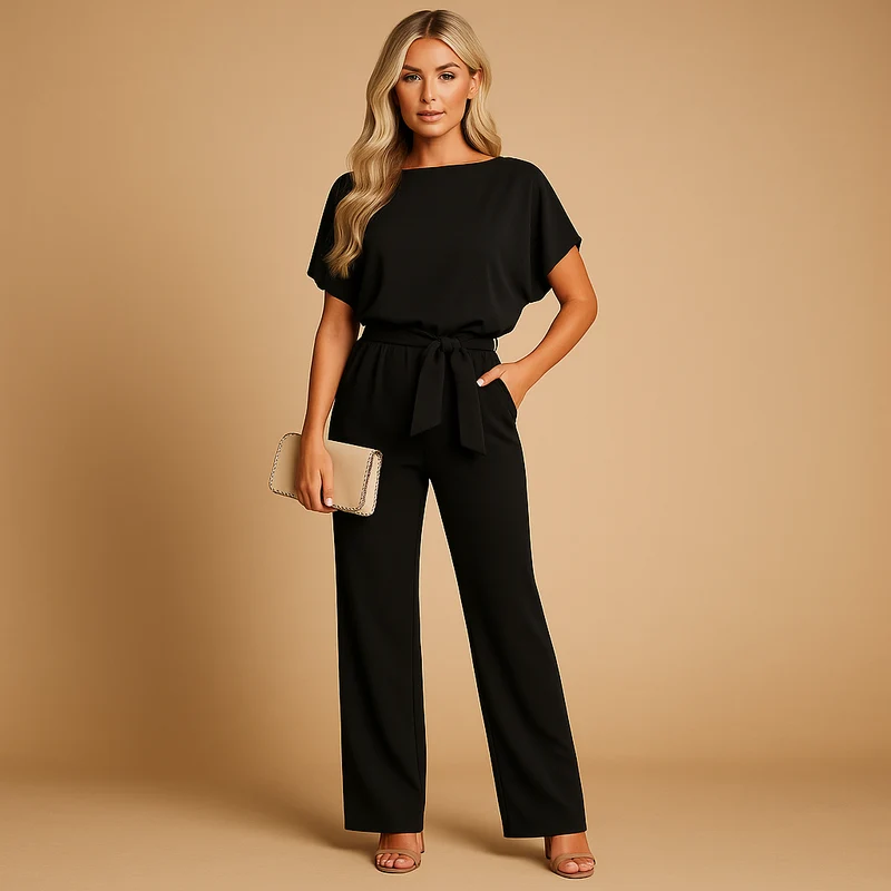 Tessa | Getailleerde jumpsuit met veterdetail voor dames