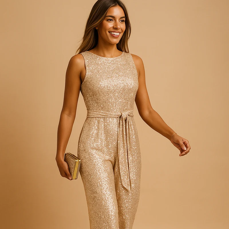 Pailletten jumpsuit zonder mouwen voor dames | Isabelle