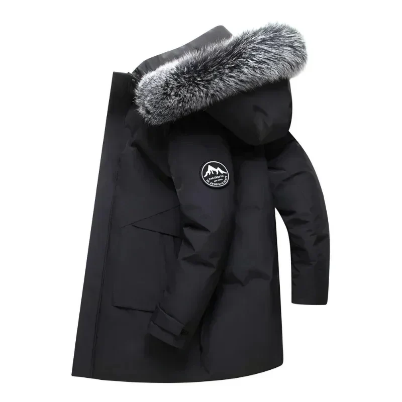Winterjas Heren Lang met Afneembare Capuchon van Imitatiebont