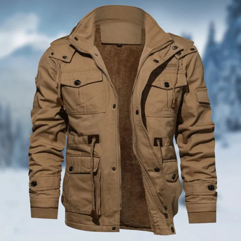Winterjas Heren Fleece met Meerdere Zakken en Versterkte Naden