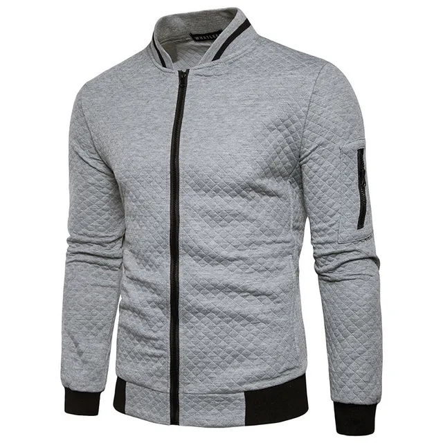 Cardigan Heren Gewatteerd met Opstaande Kraag en Jacquardpatroon