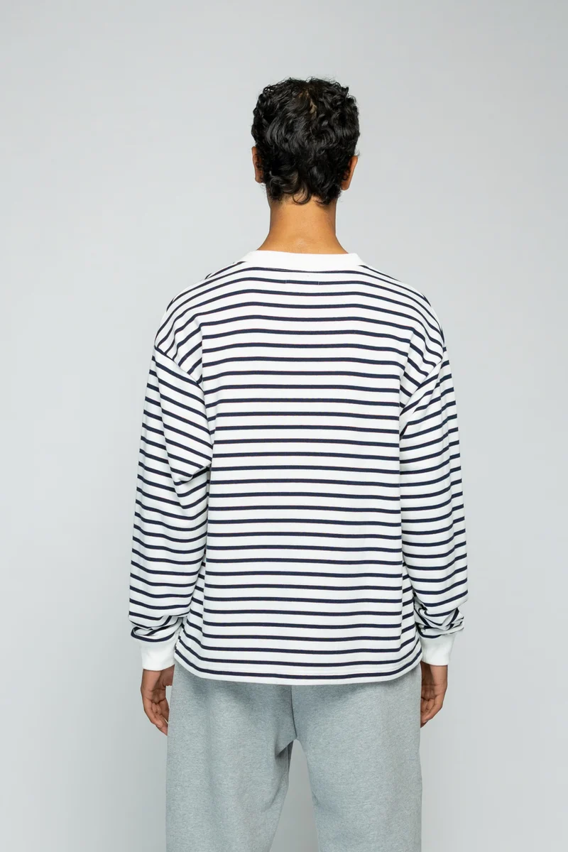 STRANGER SOCIETY SWEATER CREW LOGO LONGSLEEVE D-BLAUW