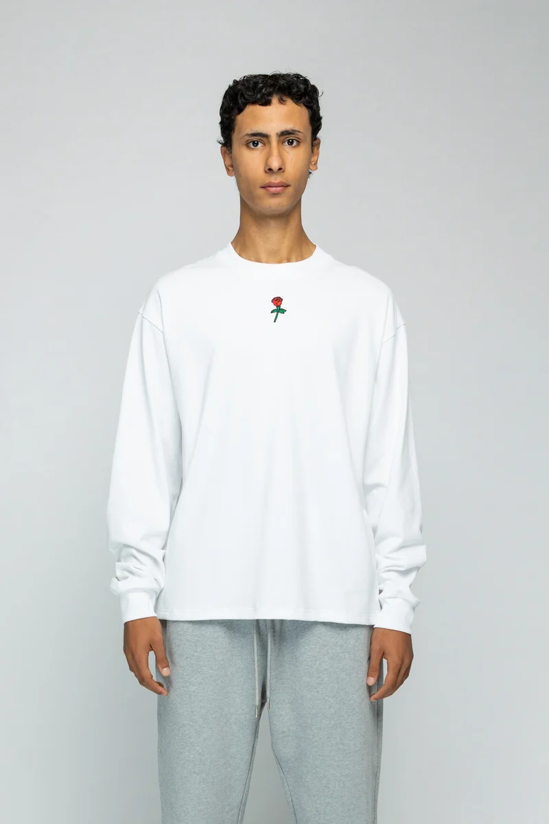 STRANGER SOCIETY T-SHIRT GARDEN LOGO LONGSLEEVE WIT